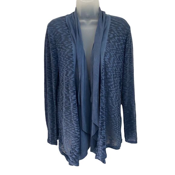 Lungo L'arno Medium Cardigan Sweater Blue Draped Open Front Thin - Picture 1 of 10